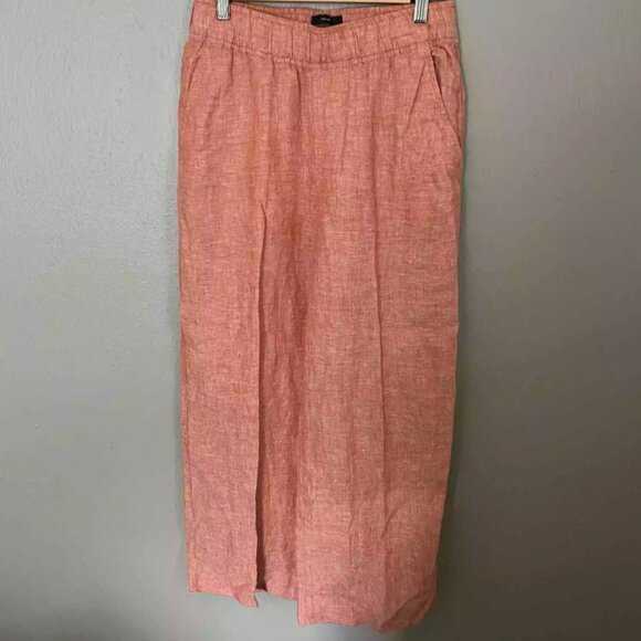 Brand New Tahari Orange Linen Wide Leg Pull-On Pants - Picture 2 of 6